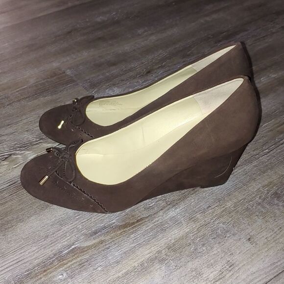 Isaac Mizrahi Live Imkalma brown Wedges Sz 7 NWOT - Picture 3 of 8
